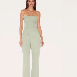 NWT PrettyLittleThing Strapless Jumpsuit in Light Green